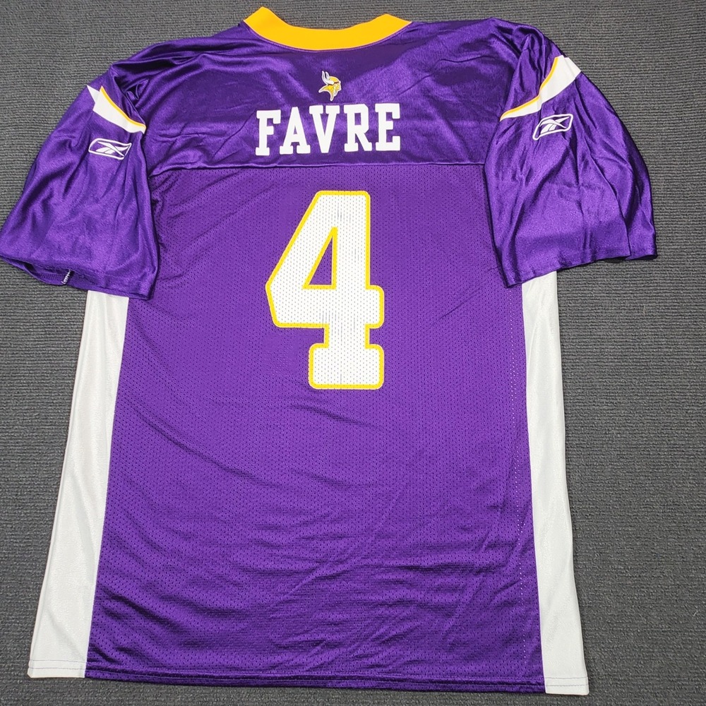 Reebok NFL Football Jersey Mens Large Purple Brett Favre #4 Minnesota Vikings - Picture 9 of 13